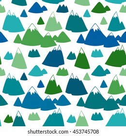Seamless vector pattern with hand drawn mountains motif