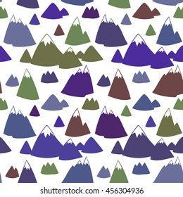 Seamless vector pattern with hand drawn mountains motif