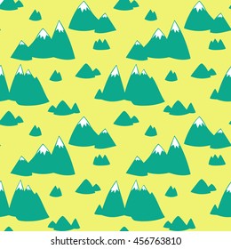 Seamless vector pattern with hand drawn mountains motif