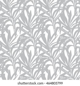 Seamless vector pattern with Hand drawn palm leaves. Floral background.