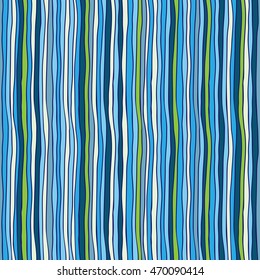 Seamless vector pattern - hand drawn background with bright stripes and waves in blue and purple colors