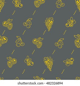 Seamless vector pattern with hand drawn fruit. Chalk Board