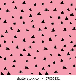 Seamless vector pattern with hand drawn ink triangle for fabric, cards, invitations, wrapping paper, stationery and web backgrounds