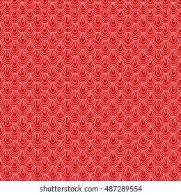 Seamless vector pattern with hand drawn abstract ink traditional Asian wave or scales of fish or dragon for fabric, cards, invitations, wrapping paper, stationery and web backgrounds