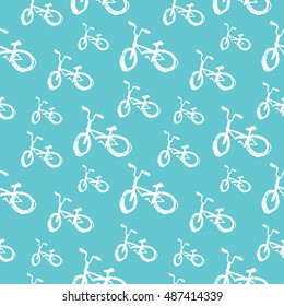 Seamless vector pattern with hand drawn ink sketch bicycle.