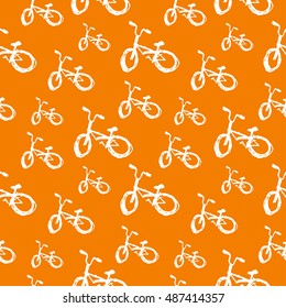 Seamless vector pattern with hand drawn ink sketch bicycle.