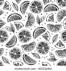 Seamless vector pattern with hand drawn limes.