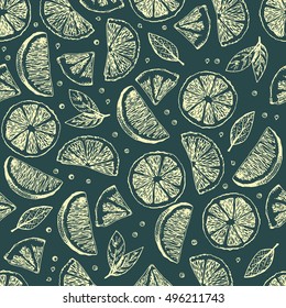 Seamless vector pattern with hand drawn limes.