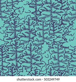 Seamless vector pattern. Hand drawn snowy fir-tree