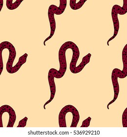 Seamless vector pattern with hand drawn snakes 