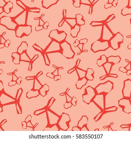 Seamless vector pattern with hand drawn cherry