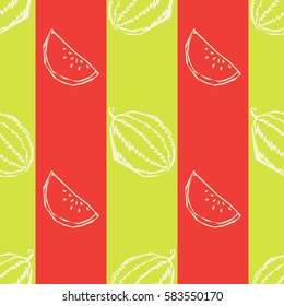 Seamless vector pattern with hand drawn watermelons.