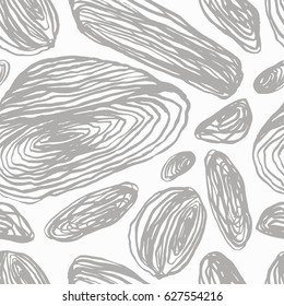 Seamless vector pattern with hand drawn ink Mountain stone or seashell for fabric, cards, invitations, wrapping paper, stationery and web backgrounds.