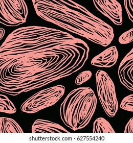 Seamless vector pattern with hand drawn ink Mountain stone or seashell for fabric, cards, invitations, wrapping paper, stationery and web backgrounds.