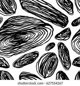 Seamless vector pattern with hand drawn ink Mountain stone or seashell for fabric, cards, invitations, wrapping paper, stationery and web backgrounds.