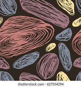 Seamless vector pattern with hand drawn ink Mountain stone or seashell for fabric, cards, invitations, wrapping paper, stationery and web backgrounds.