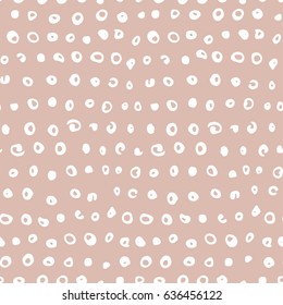 Seamless vector pattern with hand drawn ink polka dots for fabric, cards, invitations, wrapping paper, stationery and web backgrounds