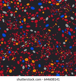 Seamless vector pattern with hand drawn irregular ink polka dots for fabric, cards, invitations, wrapping paper, stationery and web backgrounds