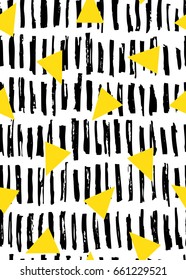  Seamless vector pattern with hand drawn abstract  brush strokes and triangles for wallpapers, web page backgrounds,textile