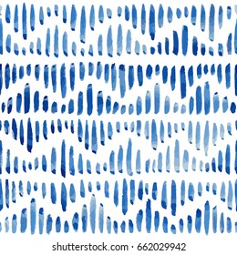 Seamless vector pattern with hand drawn brush strokes in blue 