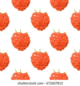 seamless vector pattern with hand drawn raspberry on white background