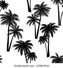 Tropical Palm Trees Black Silhouettes Outline Stock Vector (royalty 