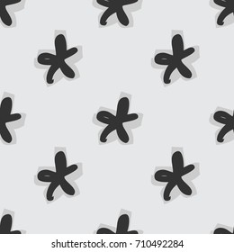 Seamless vector pattern with hand drawn asterisk or star sign on white background. Repeated texture for print, textile, t-shirt, fabric, wallpaper, card, poster, home decor, packaging, wrapping paper.