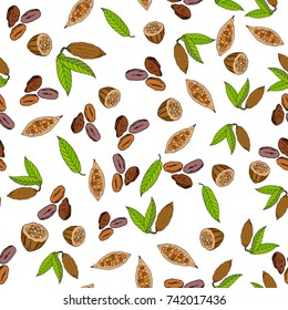 Seamless vector pattern with hand drawn cacao elements