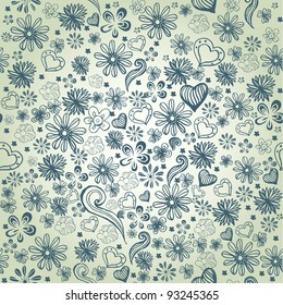 seamless vector pattern with hand drawn flowers. EPS 8