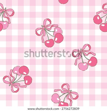 Seamless vector pattern with hand drawn cherry on isolated background. Perfect for textile, wallpaper or nursery print design.