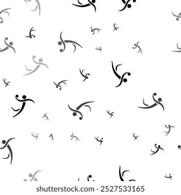 Seamless vector pattern with handball symbols, creating a creative monochrome background with rotated elements. Vector illustration on white background