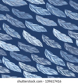 Seamless vector pattern with hand-drawn feathers