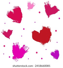 Seamless vector pattern with hand-drawn grunge hearts. Background by Valentine day. For textile and scrapbooking.