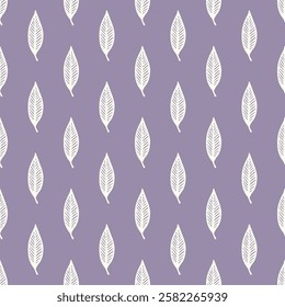 Seamless vector pattern with hand-drawn leaves. Decorative plant design for textile, fabric, wallpaper, covers, wrapping paper and other surfaces.