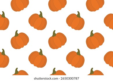  Seamless vector pattern with hand-drawn orange pumpkins Cute festive autumn and Halloween background design perfect for wrapping paper, fabric, seasonal decor fall-themed projects Isolated background