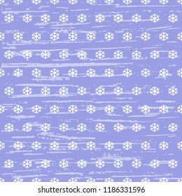 
Seamless vector pattern of handmade, artistic, with white snowflakes on a purple background. Christmas illustration with old vintage texture. Beautiful tile, wrapping, textile, postcard, wallpaper de