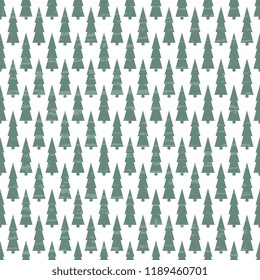 
Seamless vector pattern from a handmade, artistic, green Christmas tree on a white background. Gentle illustration of a New Year, with old vintage texture. Beautiful tile, wrap, cover, textiles, post