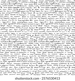 Seamless vector pattern with handwritten Cyrillic unreadable text, illegible doodle handwriting, cursive script background
