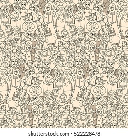 Seamless vector pattern of happy laughing people. 