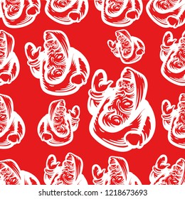seamless vector pattern with happy santa claus