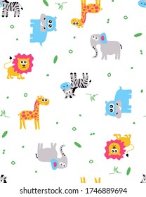 seamless vector pattern happy wild animal