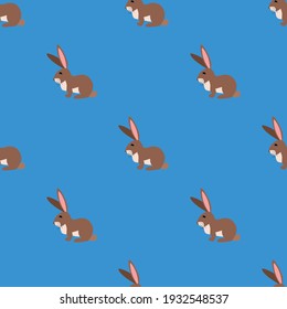Seamless vector pattern with hares, chinchilla and guinea pig on a dark green background. Background for textiles, covers, screensavers, children is bed linen.