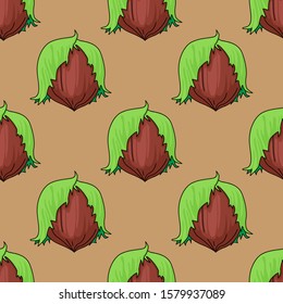 Seamless vector pattern of hazelnuts. Wrapping design texture