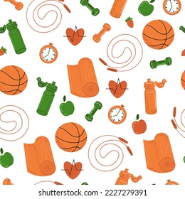 Seamless vector pattern. Healthy lifestyle concept.