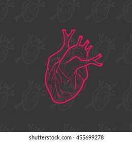 Seamless vector pattern with heart 