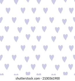 Seamless vector pattern with a heart on an on-trend purple background.Minimalistic,animalistic print in Very Peri in doodle style.Design for textiles,wraprapping paper,packaging ,web,scrapbook. 