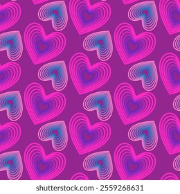 Seamless vector pattern of heart shaped tunnel. Vibrant Gradient Heart Pattern for Modern Design Projects