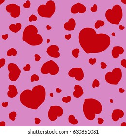 Seamless vector pattern of heart shapes on separated background. More irregular variant.