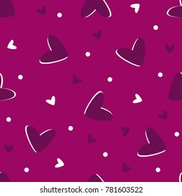 Seamless vector pattern of the heart silhouette. Fashionable minimalistic background.
