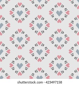 Seamless vector pattern heart tile on white background